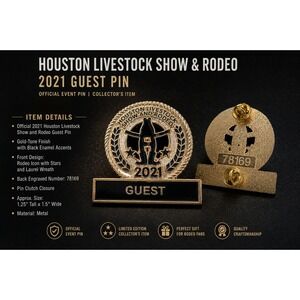 Houston Livestock Show and Rodeo 2021 Guest Pin Gold Tone Enamel HLSR 78169